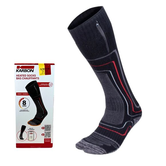 Karbon Heated Socks Unisex with 2 Rechargeable Batteries S/M - Picture 1 of 5